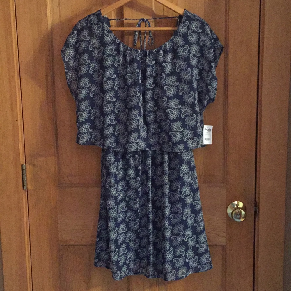 NWT Charlotte Russe Blue/White Paisley Dress, M